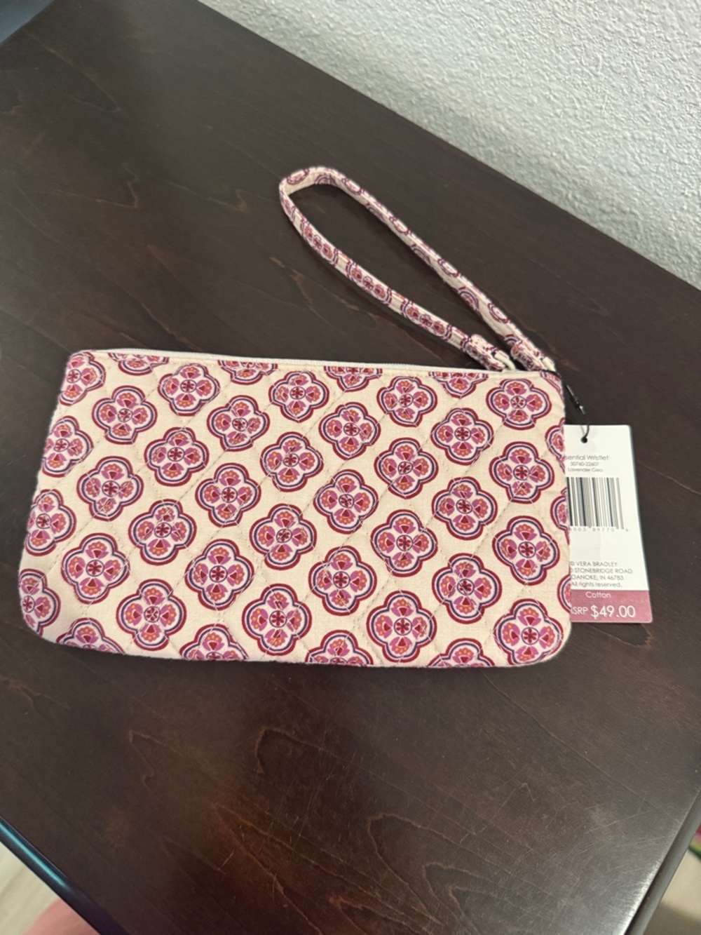 Vera Bradley Pink and Cream Floral Medallion Wristlet